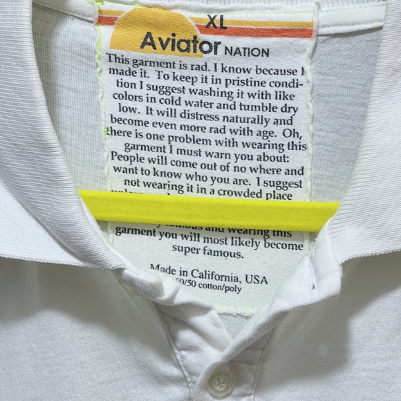 Classic Aviator Nation White Embroidered Logo L/XL Polo - Picture 2 of 3